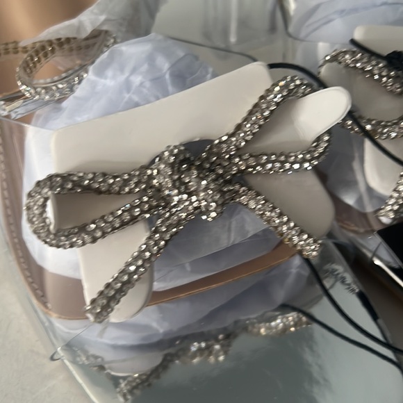 Clear Silver Rhinestone Bow Heels - Picture 7 of 9